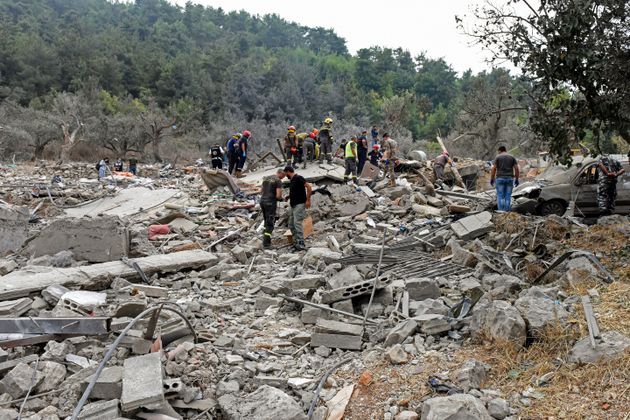 Ισοπέδωση από τους ισραηλινούς βομβαρδισμούς στο χριστιανικό χωριό Αϊτού στα βόαρεια του Λιβάνου (14 Οκτωβρίου 2024) 