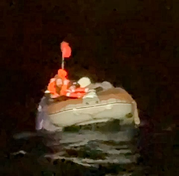 The Russian man who spent more than two months adrift in an inflatable boat is seen before being rescued by a fishing vessel.