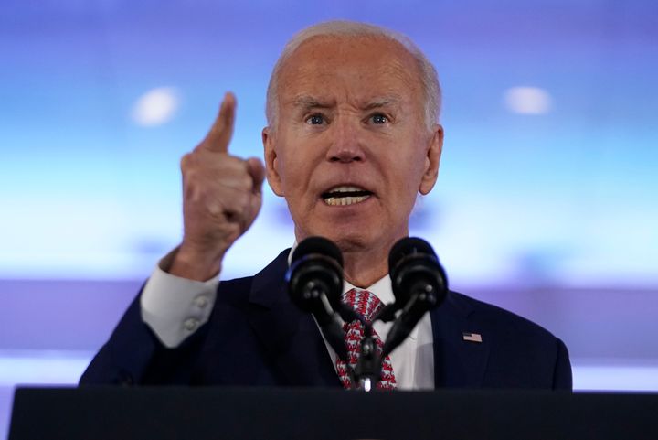 President Joe Biden speaks at a political event in Philadelphia, Tuesday, Oct. 15, 2024. 