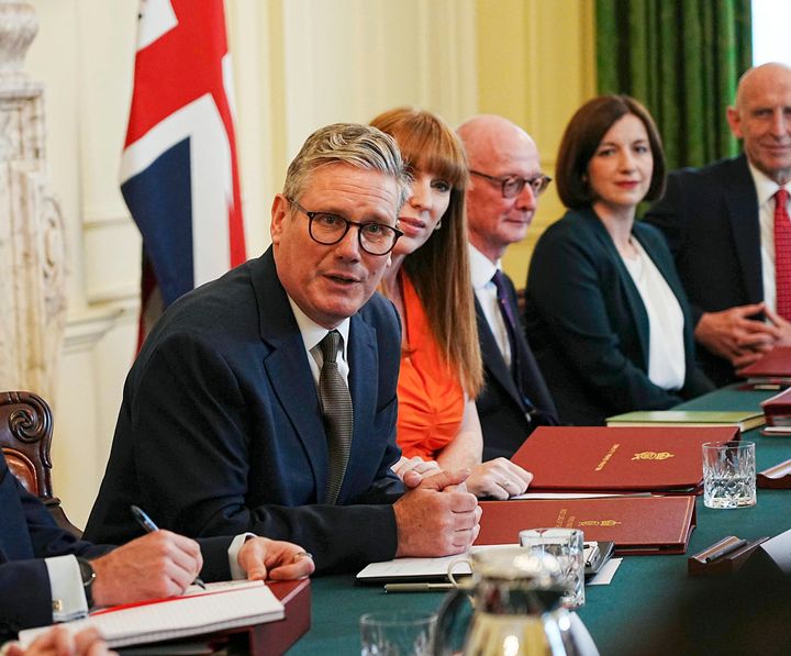 PM Keir Starmer, centre, with cabinet members Deputy Prime Minister Angela Rayner, Pat McFadden, Bridget Phillipson and John Healey. 