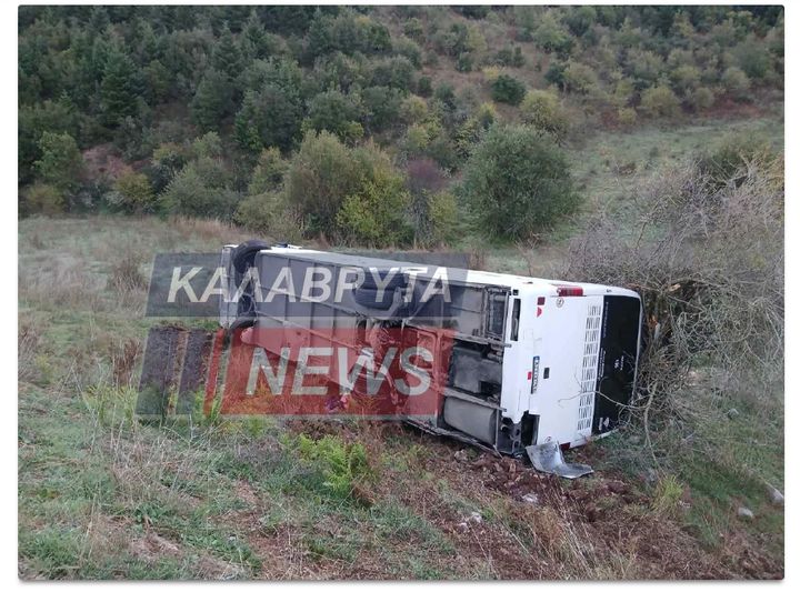 Ανατροπή ΚΤΕΛ στα Καλάβρυτα.