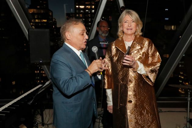 Martha Stewart talks with Lee Brian Schrager at her book party celebration on Wednesday.