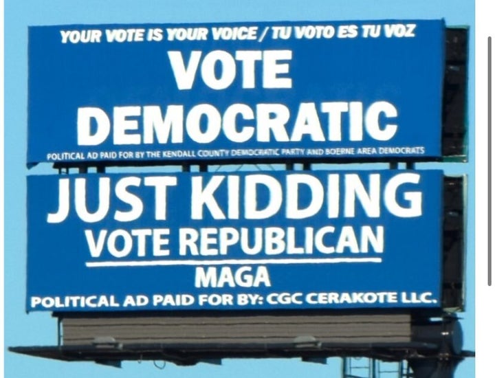 Democrats Purchased A Billboard In This Republican Texas County. Then One thing Humorous Occurred. 1 After Kendall County Democrats put up their billboard, the owner of a nearby gun store responded with a billboard of his own.