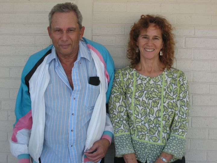 The author appears in the photo with her brother during a visit to Florida.