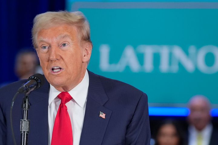 Republican presidential nominee former President Donald Trump participates in a roundtable with Latino leaders Tuesday, Oct. 22, 2024 in Doral, Fla.