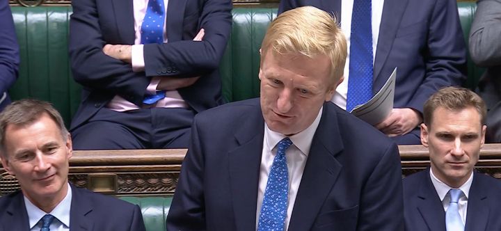 Oliver Dowden was flanked by Chris Philp and Jeremy Hunt.