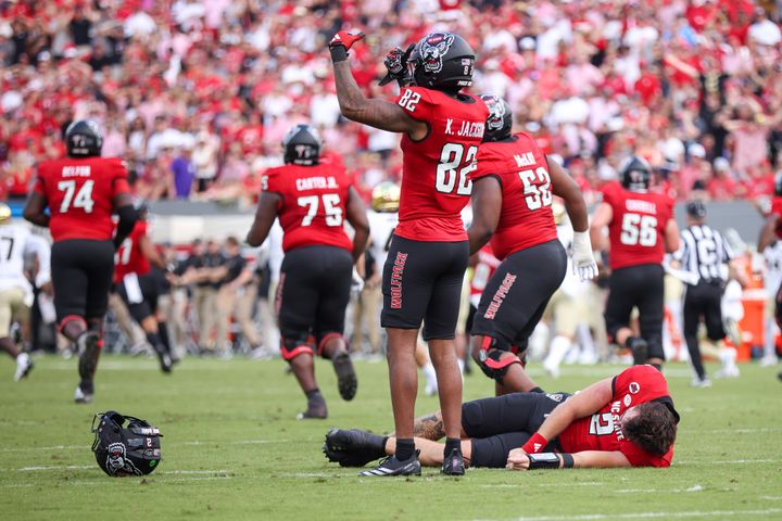 North Carolina State quarterback Grayson McCall lies motionless after taking a helmet-jarring hit against Wake Forest on Oct. 5.