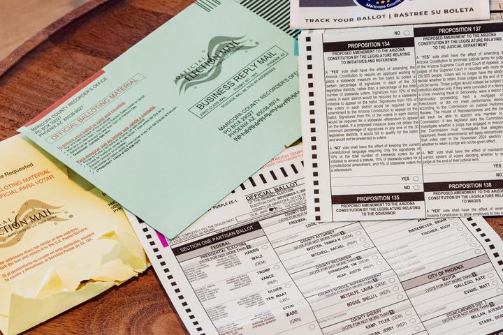 A blank 2024 General Election ballot is seen in Phoenix, Arizona, on Wednesday.