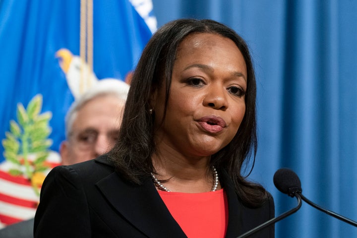 Assistant Attorney General Kristen Clarke speaks Aug. 4, 2022, at a news conference at the Department of Justice. Clarke announced that the DOJ brought civil rights charges against four Louisville police officers over the death of Breonna Taylor, a Black woman, during a raid at her home. 