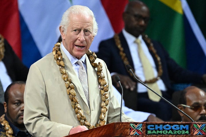 King Charles III delivers a speech during the opening ceremony for the Commonwealth Heads of Government Meeting.