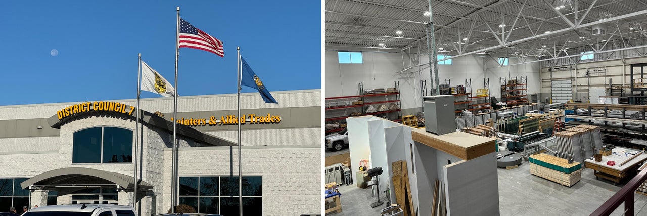 The IUPAT's District Council 7 union hall doubles as a training center for union apprentices learning how to paint, finish drywall, install glass and display signs, among other skills.