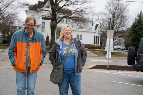 Jeff Hiller, left, and Bridget Everett appear in a scene from the final season of "Somebody Somewhere"