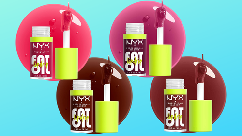 The Nyx Fat Oil Lip Drip in shades Newsfeed, Status Update, That's Chic and Inside Scoop.