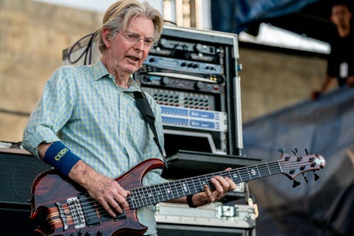Phil Lesh, pictured here performing during the 60th annual Newport Folk Festival in 2019, died Friday at age 84.