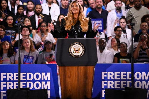 Beyoncé speaks during a campaign rally for U.S. Vice President and Democratic presidential candidate Kamala Harris at Shell Energy Stadium in Houston on Oct. 25.