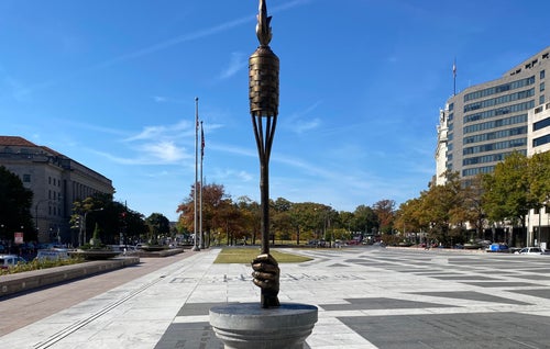 A new monument in Washington, D.C., pays "tribute" to Donald Trump for referring to white supremacists as "very fine people."