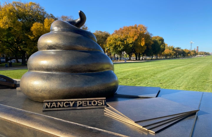 A monument by the U.S. Capitol building honors Trump and the Jan. 6, 2021, insurrectionists with a bronze turd.