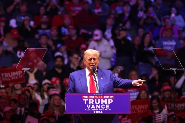 Donald Trump speaks at a campaign rally at Madison Square Garden on Sunday in New York City.