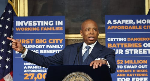 Mayor Eric Adams answers questions during his weekly in-person press conference at City Hall on Tuesday, Oct. 29, 2024. (Luiz C. Ribeiro/New York Daily News/Tribune News Service via Getty Images)