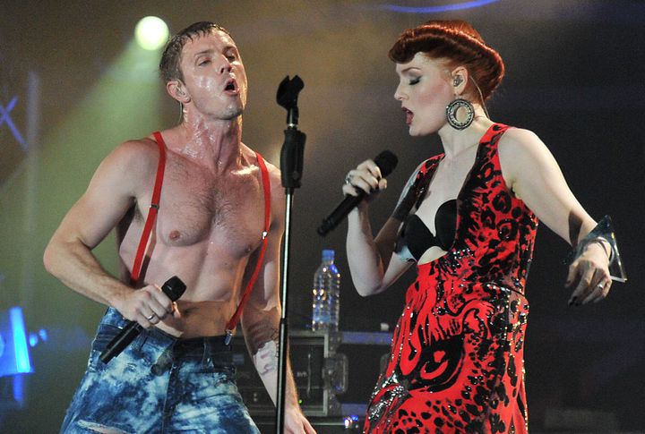 Jake Shears and Ana Matronic on stage in 2010