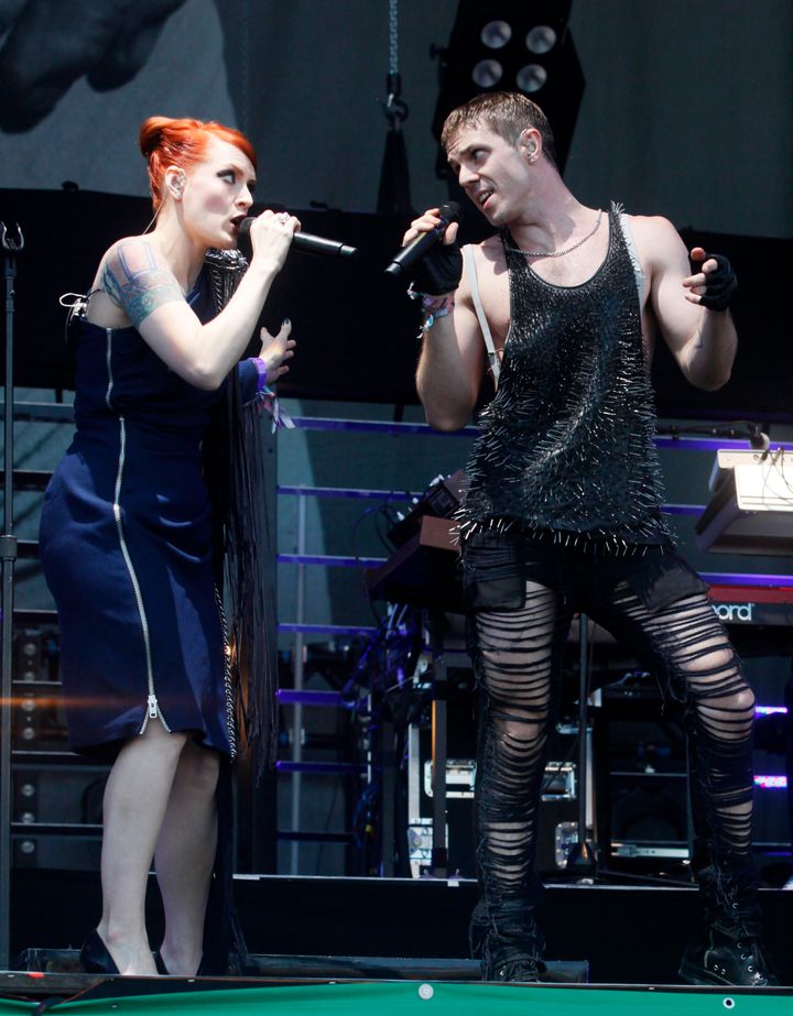 Ana Matronic on stage with Jake Shears in 2010