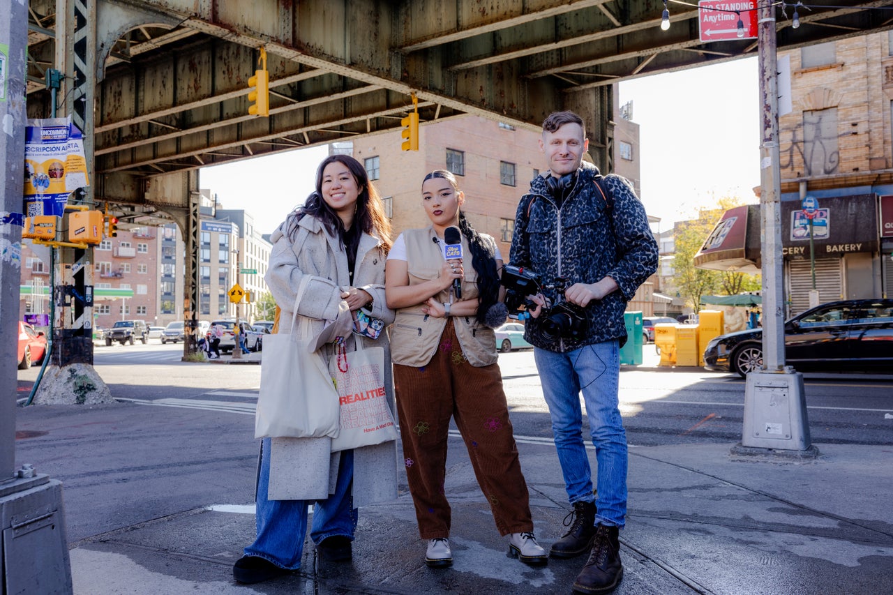 From left, Mad Realities co-founder and CEO Alice Ma, host Michelladonna and producer Drew Rosenthal pose for a portrait in Williamsburg, Brooklyn.