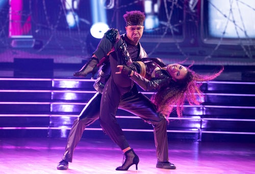 Brandon Armstrong and Chandler Kinney dance to "We're Not Gonna Take It" during Hair Metal Night on "Dancing With the Stars."