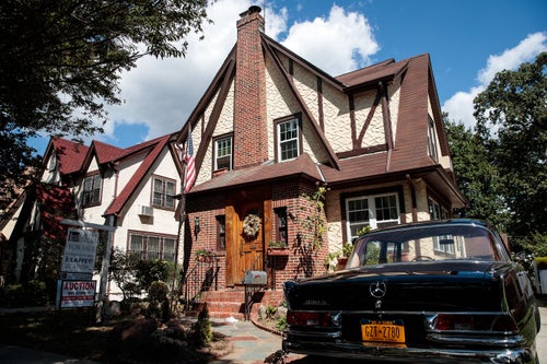 Donald Trump's childhood home, pictured in 2016, has fallen into stinky disrepair, according to a report.
