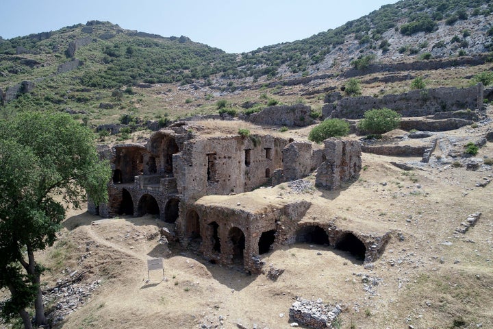 Μια φωτογραφία από drone δείχνει μια εναέρια άποψη της αρχαίας πόλης Ανεμούριο στη Μερσίνα της Τουρκίας στις 3 Ιουνίου 2020.