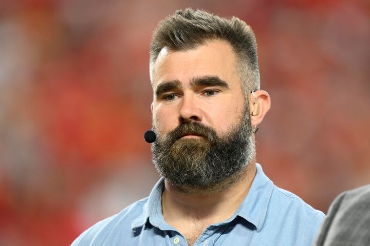 Former Philadelphia Eagles center Jason Kelce was seen on video throwing someone's phone to the ground after his brother, Travis Kelce, was called a homophobic slur.