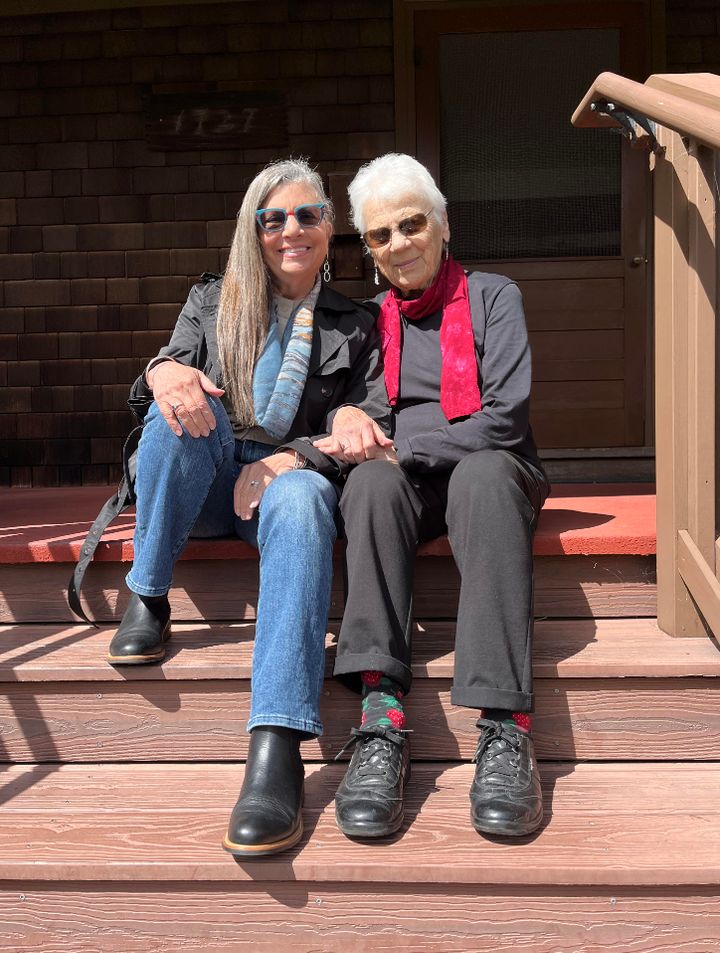 "Helen (right) and I have a long history of hanging out on the front steps," the author writes.