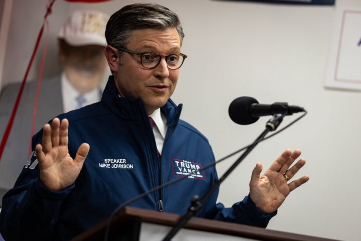 House Speaker Mike Johnson (R-La.) speaks to Republicans in Bethlehem, Pennsylvania, on Oct. 28. At the event, he said he plans to try repealing the Affordable Care Act.