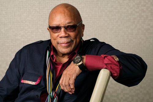 FILE - Music producer Quincy Jones poses for a portrait in 2018. Jones' vast legacy ranged from producing Michael Jackson's historic "Thriller" album to writing prize-winning film and television scores and collaborating with Frank Sinatra, Ray Charles and hundreds of other recording artists, has died at 91. (Photo by Chris Pizzello/Invision/AP, File)