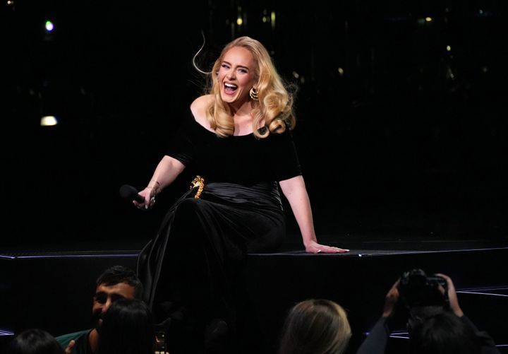 Adele on stage in Las Vegas in November 2022