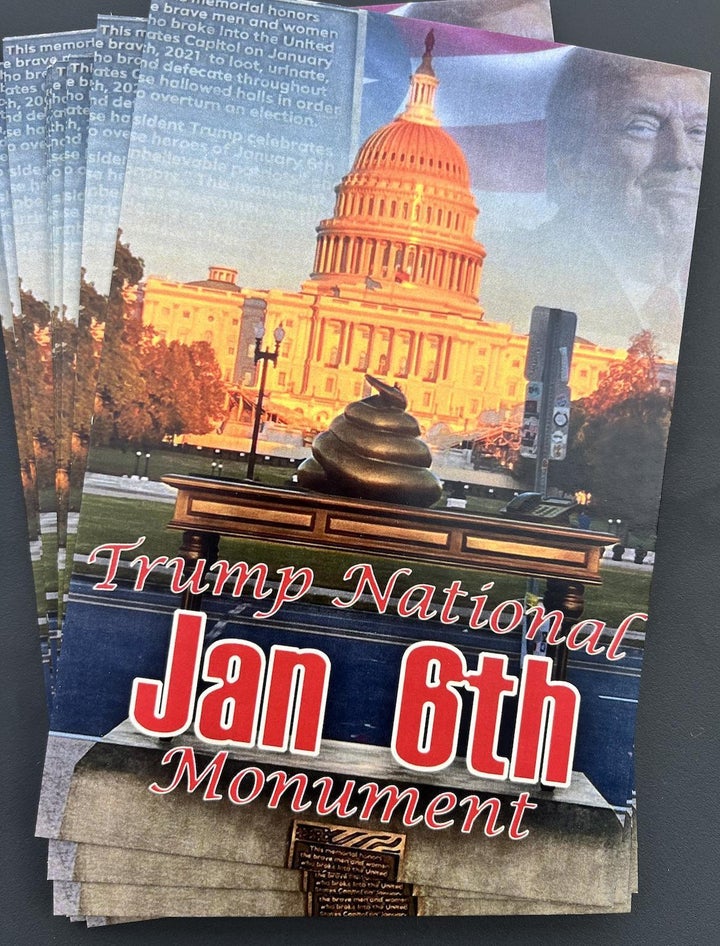 The anonymous group behind a poop monument has now created postcards as free souvenirs from visiting the monument.