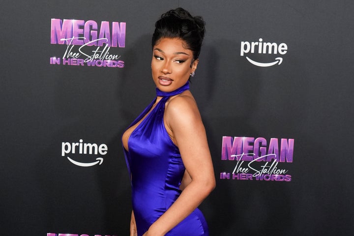 Megan Thee Stallion arrives at the premiere of "Megan Thee Stallion: In Her Words" on Wednesday, Oct. 30, 2024, at TCL Chinese Theatre in Los Angeles.