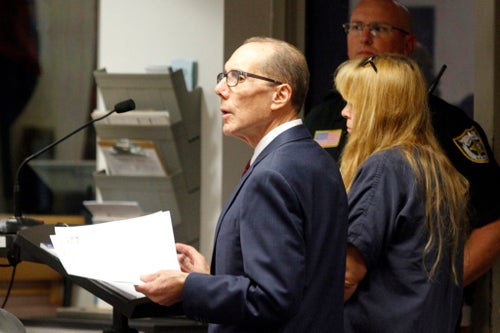 Attorney Richard Lubin speaks during the first court appearance of his client Sheila Keen Warren, Oct. 4, 2017, in West Palm Beach, Florida.