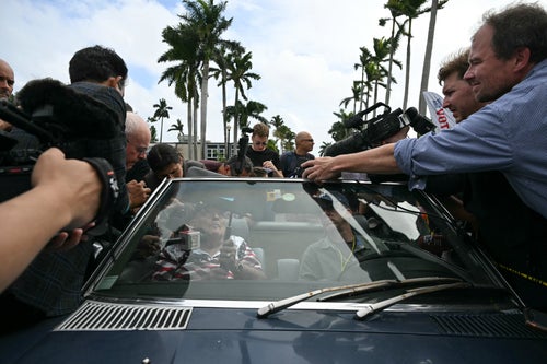 Rudy Giuliani speaks to the media from a luxury car that he already should have turned over to the two women in Georgia he defamed.