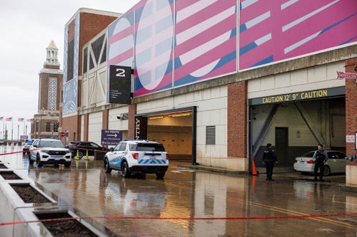 Police investigate the scene of a shooting at Navy Pier in Chicago, Tuesday, Nov. 5, 2024.