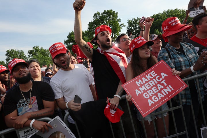 Trump supporters from diverse backgrounds attend a rally for the former president in the South Bronx in May. Trump won 45% of the Latino vote, according to an NBC News exit poll.