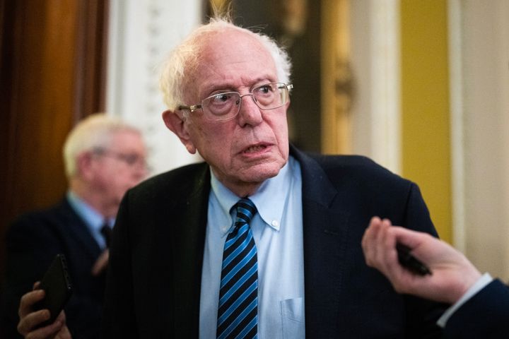 UNITED STATES - NOVEMBER 28: Sen. Bernie Sanders, I-Vt., talks with reporters after the senate luncheons in the U.S. Capitol on Tuesday, November 28, 2023. 