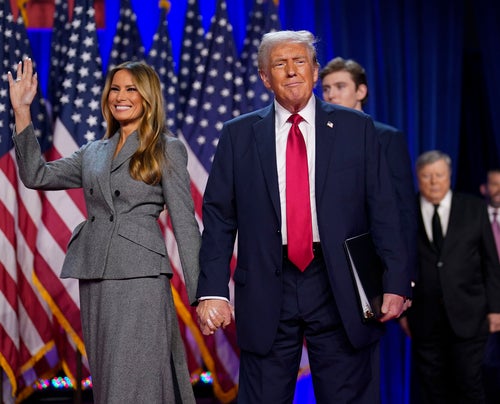 President-elect Donald Trump and his wife, Melania Trump, at an election party in West Palm Beach, Florida.