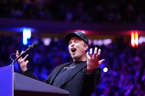 Elon Musk on stage at Trump's Madison Square Garden rally.