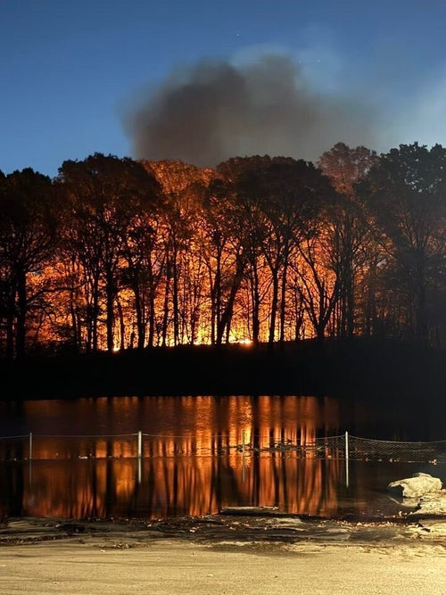 A two-acre brush fire ignited in Brooklyn's historic Prospect Park on Friday. Firefighters battled the blaze for more than three hours.
