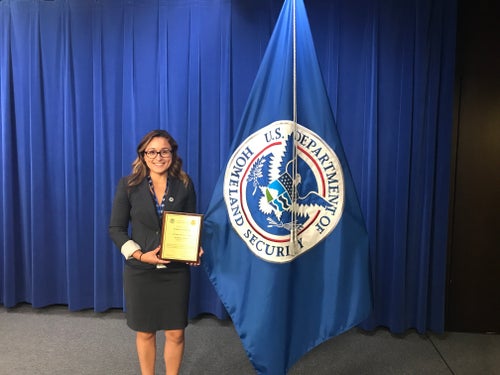 The author in Washington, D.C., on Sept. 27, 2017, receiving an excellence in training award.