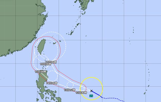 台風25号の予想経路図（2024年11月12日正午）