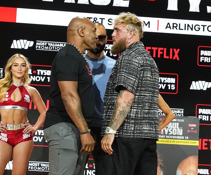 Mike Tyson and Jake Paul faced off at a New York City press conference in August.