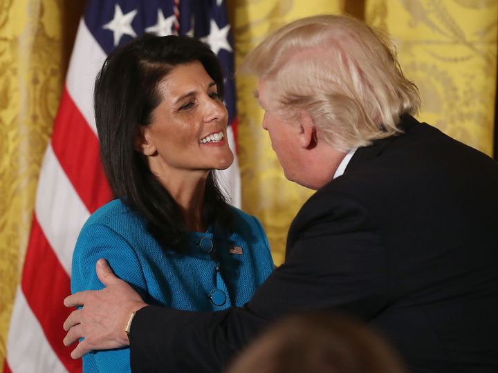 Then-President Donald Trump and his U.N. Ambassador Nikki Haley at the White House in 2017.