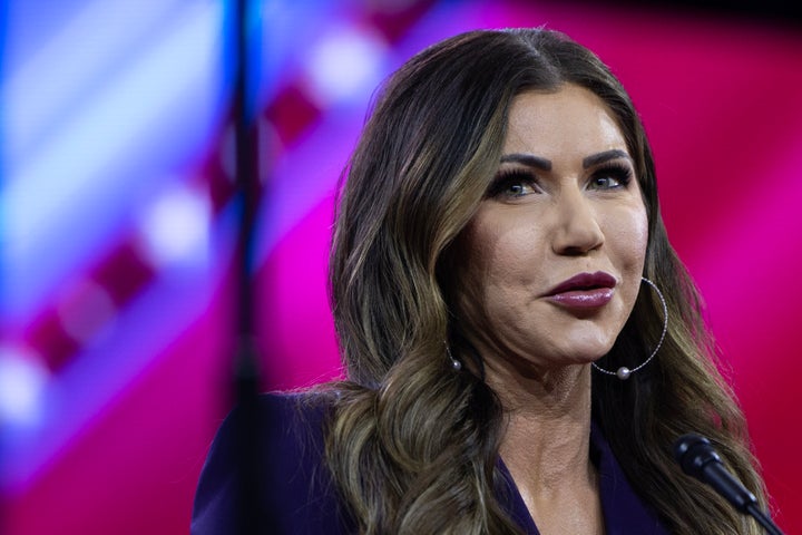 Kristi Noem speaks during the Conservative Political Action Conference on Friday, February 23, 2024. (Photo by Tom Brenner for The Washington Post via Getty Images)