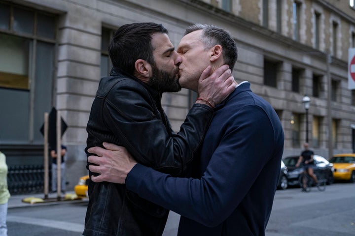 Dr. Wolf (Quinto) shares a passionate kiss with Dr. Nichols (Sears) after weeks of growing tension between the two men.